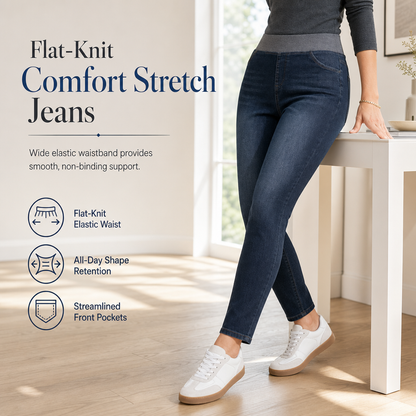 🤠👖 Dámské džíny s vysokým pasem, natahovací, slim fit, tmavý wash | Široký elastický pás a snadné pohodlí ✨