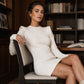 Dámské žebrované pletené bodycon šaty s kulatým výstřihem