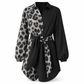 🖤Black Friday výprodej:49% SLEVA🖤 🐆Dámské mini šaty s dlouhým rukávem, leopardím potiskem a kontrastním patchworkem, s páskem